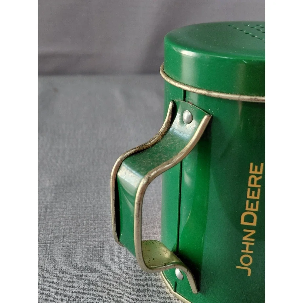 Vtg John Deere Tin Metal Salt & Pepper Shakers Collectible Pint Sized Shadow